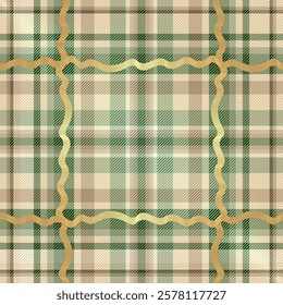 Vector seamless tartan texture with golden gradient stripes, For textiles, wallpaper and packaging