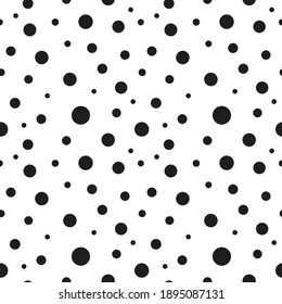 Vector seamless template with black dots and circles on a white background. 