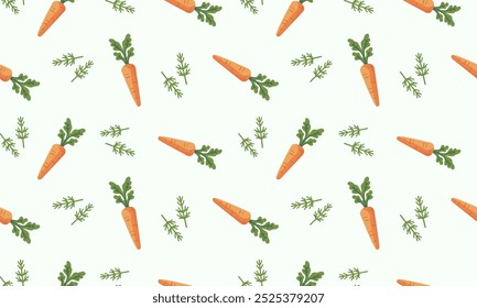 Vector seamless template with carrots Easter themed background, illustration of healthy vegetable, healthy vegan food Cute colourful background for fabric, baby linen, kitchen, Easter card