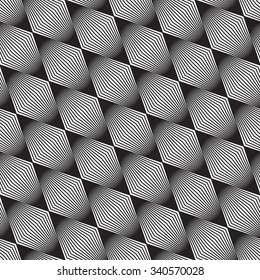 Vector seamless template. Modern abstract background. Volume diamonds arranged diagonally.