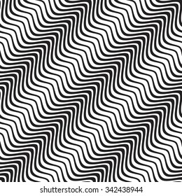 Vector seamless template. Modern geometric background. Curved wavy lines arranged diagonally.