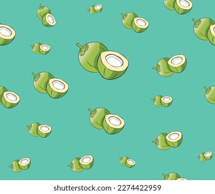 Vector seamless tender coconut pattern background.