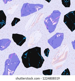 Vector seamless terrazzo floor marble pattern Mixed granite and quartz rocks and sprinkles Abstract vector background for print home decor, interior, architecture designs, fabric, textile, paper, wrap