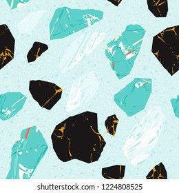 Vector seamless terrazzo floor marble pattern Mixed granite and quartz rocks and sprinkles Abstract vector background for print home decor, interior, architecture designs, fabric, textile, paper, wrap