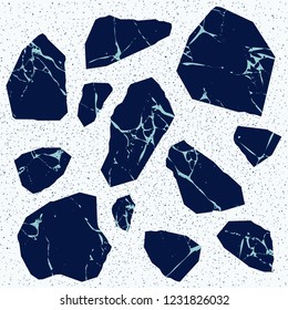 Vector seamless terrazzo floor marble pattern Mixed granite and quartz rocks and sprinkles Abstract vector background for print home decor, interior, architecture designs, fabric, textile, paper, wrap