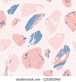 Vector seamless terrazzo floor marble pattern Mixed granite and quartz rocks and sprinkles Abstract vector background for print home decor, interior, architecture designs, fabric, textile, paper, wrap