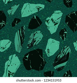 Vector seamless terrazzo floor marble pattern Mixed granite and quartz rocks and sprinkles Abstract vector background for print home decor, interior, architecture designs, fabric, textile, paper, wrap
