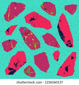 Vector seamless terrazzo floor marble pattern Mixed granite and quartz rocks and sprinkles Abstract vector background for print home decor, interior, architecture designs, fabric, textile, paper, wrap