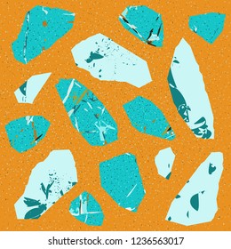 Vector seamless terrazzo floor marble pattern Mixed granite and quartz rocks and sprinkles Abstract vector background for print home decor, interior, architecture designs, fabric, textile, paper, wrap