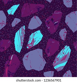 Vector seamless terrazzo floor marble pattern Mixed granite and quartz rocks and sprinkles Abstract vector background for print home decor, interior, architecture designs, fabric, textile, paper, wrap