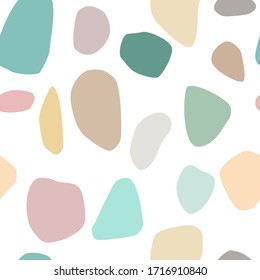 Vector seamless terrazzo pattern. Abstract background. Natural stone texture. Trendy shapes and colors for textile, wallpaper, wrapping paper