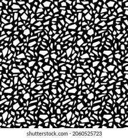 Vector seamless terrazzo pattern. Marble granite mixed flor background. Black and white color. Textile fabric print. Template for surface design.