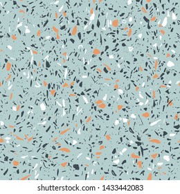 Vector seamless terrazzo pattern. Modern trend illustration. Classic italian texture in Venetian style composed of natural stone, granite, quartz, marble, concrete and glass.