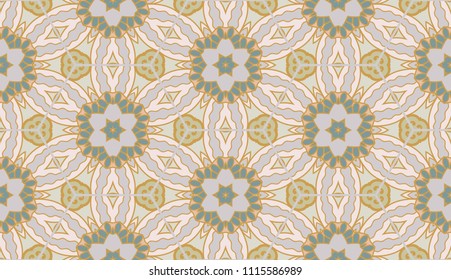 Vector seamless textile fabric pattern. Hand drawn patchwork quilt collage background.  Decorative  ethnic indian, arabic, turkish print. Abstract colorful  geometric floral motifs in mosaic style