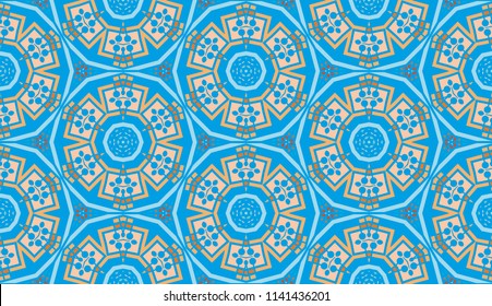 Vector seamless textile fabric pattern. Hand drawn patchwork quilt collage background.  Decorative  ethnic indian, arabic, turkish print. Abstract colorful  geometric floral motifs in mosaic style