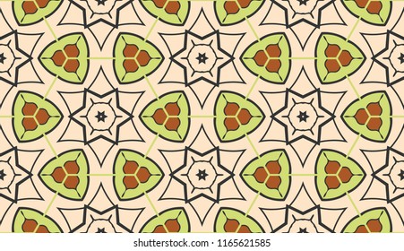 Vector seamless textile fabric pattern. Hand drawn patchwork quilt collage background.  Decorative  ethnic indian, arabic, turkish print. Abstract colorful  geometric floral ornament in mosaic style