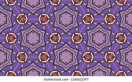 Vector seamless textile fabric pattern. Hand drawn patchwork quilt collage background.  Decorative  ethnic indian, arabic, turkish print. Abstract colorful  geometric floral ornament in mosaic style