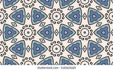 Vector seamless textile fabric pattern. Hand drawn patchwork quilt collage background.  Decorative  ethnic indian, arabic, turkish print. Abstract colorful  geometric floral ornament in mosaic style