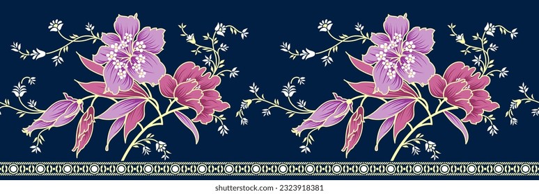 vector seamless textile flower border design 