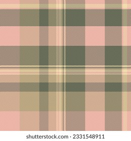 Vector seamless textile of plaid fabric tartan with a check pattern background texture in pastel and light colors.