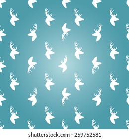 Vector seamless texture with abstract deer heads. Vector backdrop.
