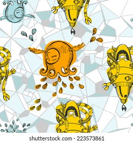 Vector seamless texture with abstract elements. Endless background. Vector backdrop. 