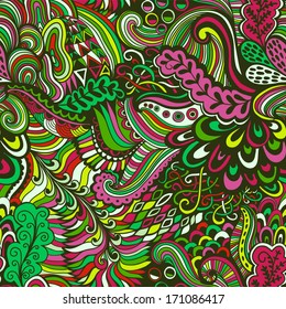 Vector seamless texture with abstract flowers. Endless background. Ethnic seamless pattern. Vector backdrop. Bright pattern. Summer template. Use for wallpaper,pattern fills, web page background