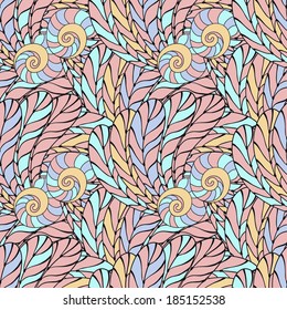 Vector seamless texture with abstract flowers. Endless background. Ethnic seamless pattern. Vector backdrop. Bright pattern.