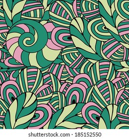 Vector seamless texture with abstract flowers. Endless background. Ethnic seamless pattern. Vector backdrop. Bright pattern.
