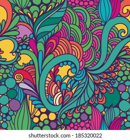 Vector seamless texture with abstract flowers. Endless background. Ethnic seamless pattern. Vector backdrop. Bright pattern. Summer template. Use for wallpaper,pattern fills, web page background.