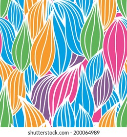 Vector seamless texture with abstract flowers. Endless background. Ethnic seamless pattern.