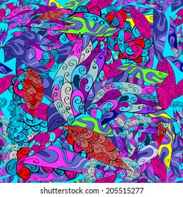 Vector seamless texture with abstract flowers. Endless background. Ethnic seamless pattern. Vector backdrop. Bright pattern. Summer template. Use for wallpaper,pattern fills, web page background 
