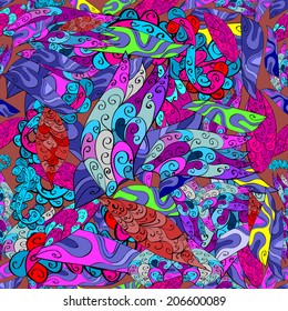 Vector seamless texture with abstract flowers. Endless background. Ethnic seamless pattern. Vector backdrop. Bright pattern. Summer template. Use for wallpaper,pattern fills, web page background 