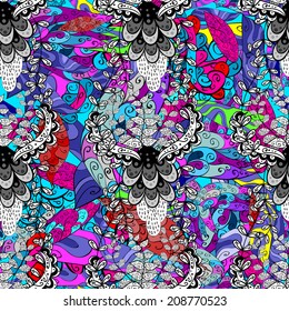 Vector seamless texture with abstract flowers. Endless background. Ethnic seamless pattern. Vector backdrop. Bright pattern. Summer template. Use for wallpaper,pattern fills, web page background 