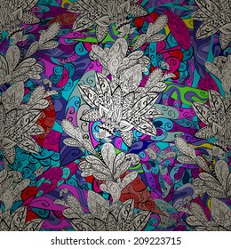 Vector seamless texture with abstract flowers. Endless background. Ethnic seamless pattern. Vector backdrop. Bright pattern. Summer template. Use for wallpaper,pattern fills, web page background 