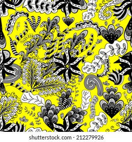Vector seamless texture with abstract flowers. Endless background. Ethnic seamless pattern. Vector backdrop. Bright pattern. Summer template. Use for wallpaper,pattern fills, web page background 