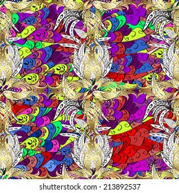 Vector seamless texture with abstract flowers. Endless background. Ethnic seamless pattern. Vector backdrop. Bright pattern. Summer template. Use for wallpaper,pattern fills, web page background