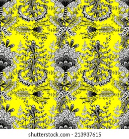 Vector seamless texture with abstract flowers. Endless background. Ethnic seamless pattern. Vector backdrop. Bright pattern. Summer template. Use for wallpaper,pattern fills, web page background 