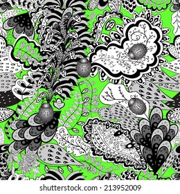 Vector seamless texture with abstract flowers. Endless background. Ethnic seamless pattern. Vector backdrop. Bright pattern. Summer template. Use for wallpaper,pattern fills, web page background 