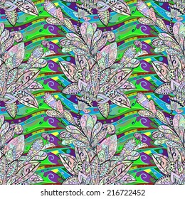 Vector seamless texture with abstract flowers. Endless background. Ethnic seamless pattern. Vector backdrop. Bright pattern. Summer template. Use for wallpaper,pattern fills, web page background 