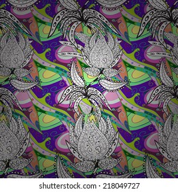 Vector seamless texture with abstract flowers. Endless background. Ethnic seamless pattern. Vector backdrop. Bright pattern. Summer template. Use for wallpaper,pattern fills, web page background