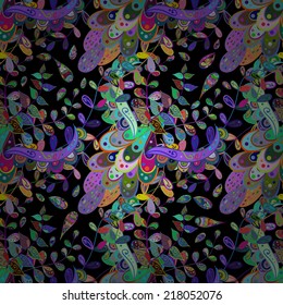 Vector seamless texture with abstract flowers. Endless background. Ethnic seamless pattern. Vector backdrop. Bright pattern. Summer template. Use for wallpaper,pattern fills, web page background 