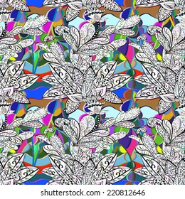 Vector seamless texture with abstract flowers. Endless background. Ethnic seamless pattern. Vector backdrop. Bright pattern. Summer template. Use for wallpaper,pattern fills, web page background 