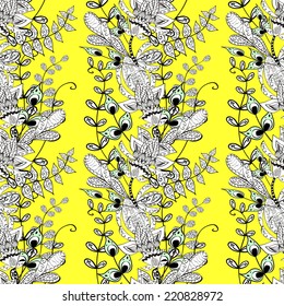 Vector seamless texture with abstract flowers. Endless background. Ethnic seamless pattern. Vector backdrop. Bright pattern. Summer template. Use for wallpaper,pattern fills, web page background 