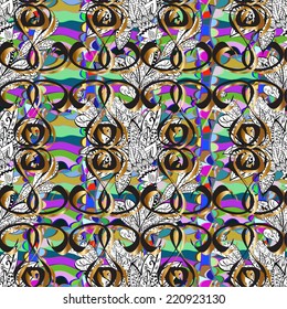 Vector seamless texture with abstract flowers. Endless background. Ethnic seamless pattern. Vector backdrop. Bright pattern. Summer template. Use for wallpaper,pattern fills, web page background 