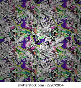 Vector seamless texture with abstract flowers. Endless background. Ethnic seamless pattern. Vector backdrop. Bright pattern. Summer template. Use for wallpaper,pattern fills, web page background