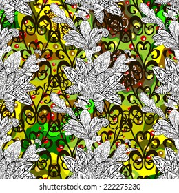 Vector seamless texture with abstract flowers. Endless background. Ethnic seamless pattern. Vector backdrop. Bright pattern. Summer template. Use for wallpaper,pattern fills, web page background 