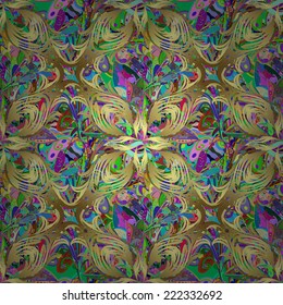 Vector seamless texture with abstract flowers. Endless background. Ethnic seamless pattern. Vector backdrop. Bright pattern. Summer template. Use for wallpaper,pattern fills, web page background. 