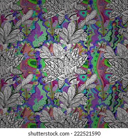 Vector seamless texture with abstract flowers. Endless background. Ethnic seamless pattern. Vector backdrop. Bright pattern. Summer template. Use for wallpaper,pattern fills, web page background 