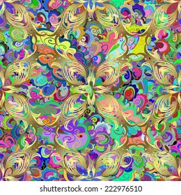 Vector seamless texture with abstract flowers. Endless background. Ethnic seamless pattern. Vector backdrop. Bright pattern. Summer template. Use for wallpaper,pattern fills, web page background 